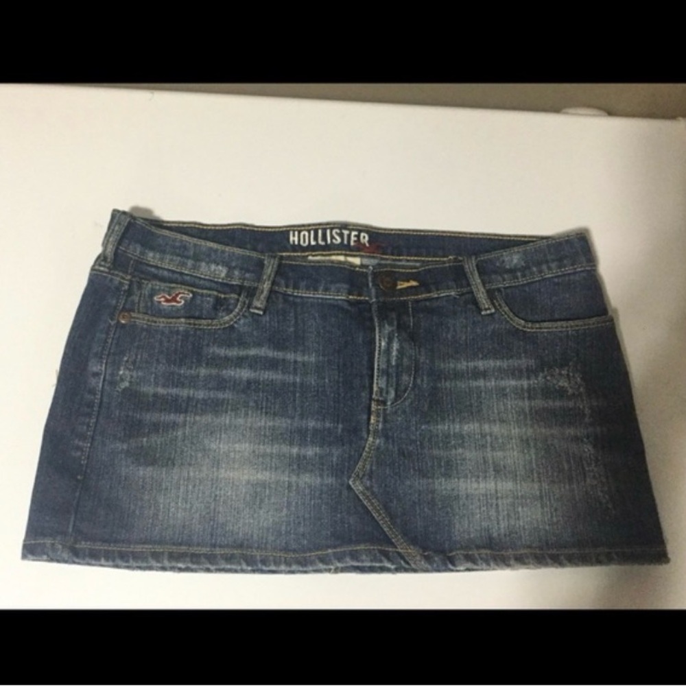 Hollister Dark Wash Denim Mini Skirt - Blue